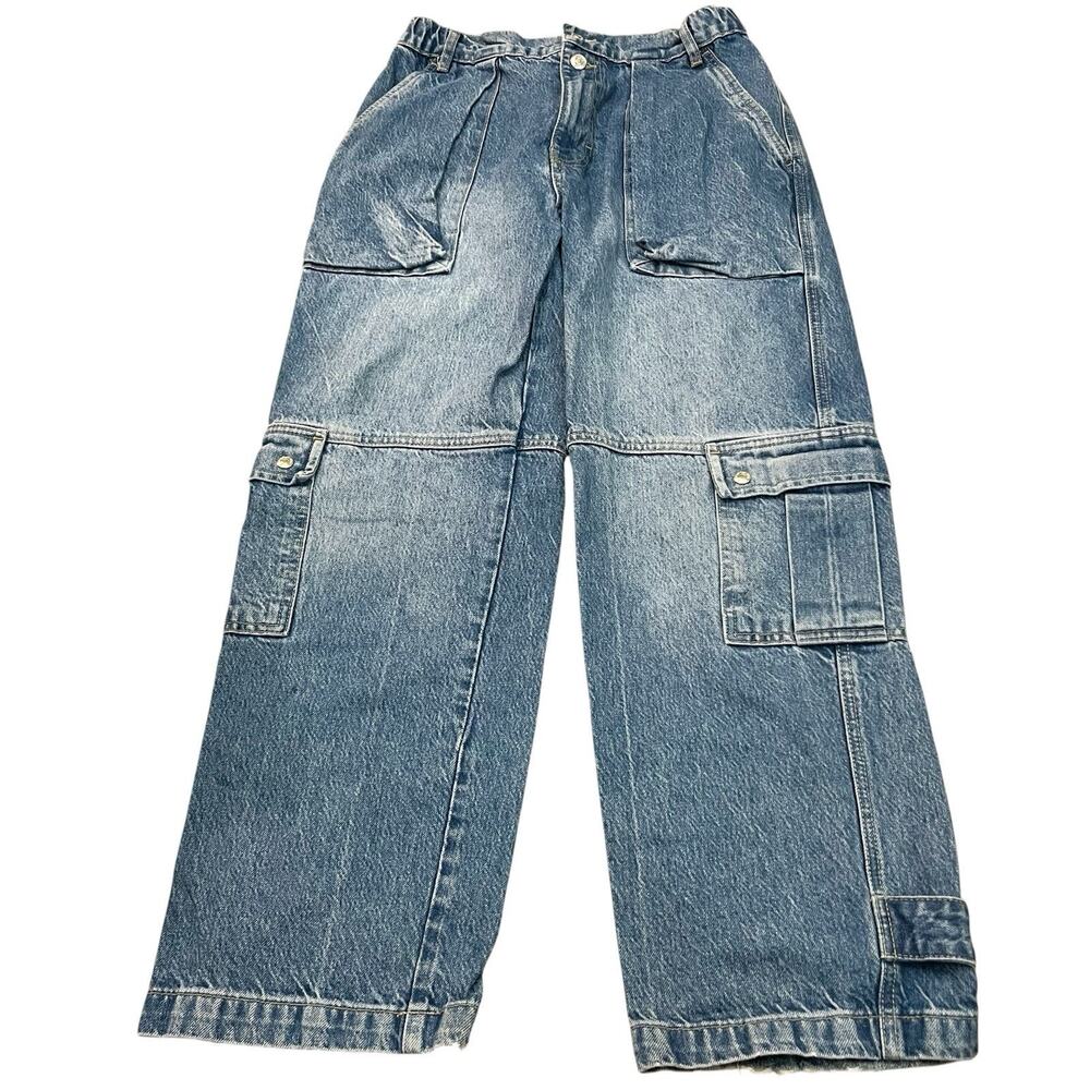 Free People We The Free Marx Slouchy Cargo Jeans Size 26 Frayed Baggy Straight